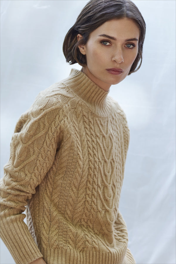 WOOL CABLE KNIT PULL BENETT - PULLS - SCAPA FASHION - SCAPA OFFICIAL