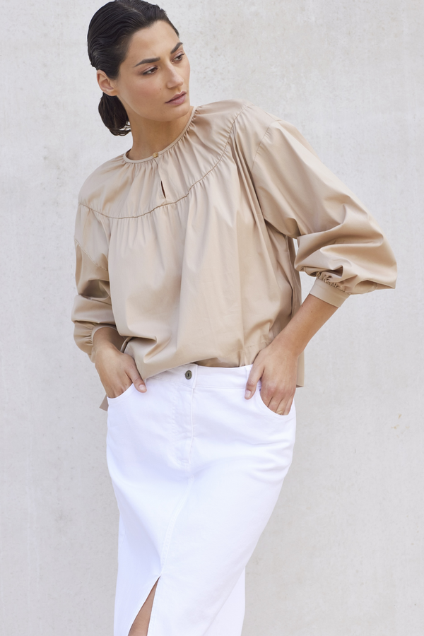 COTTON POPLIN PUFFED BLOUSE ALICE - SHIRTS - SCAPA FASHION - SCAPA OFFICIAL