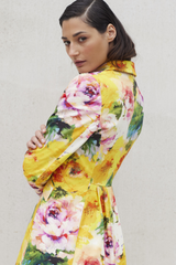 ITALIAN COTTON SATIN FLORAL JACKET RIVER - JACKETS - SCAPA FASHION - SCAPA OFFICIAL