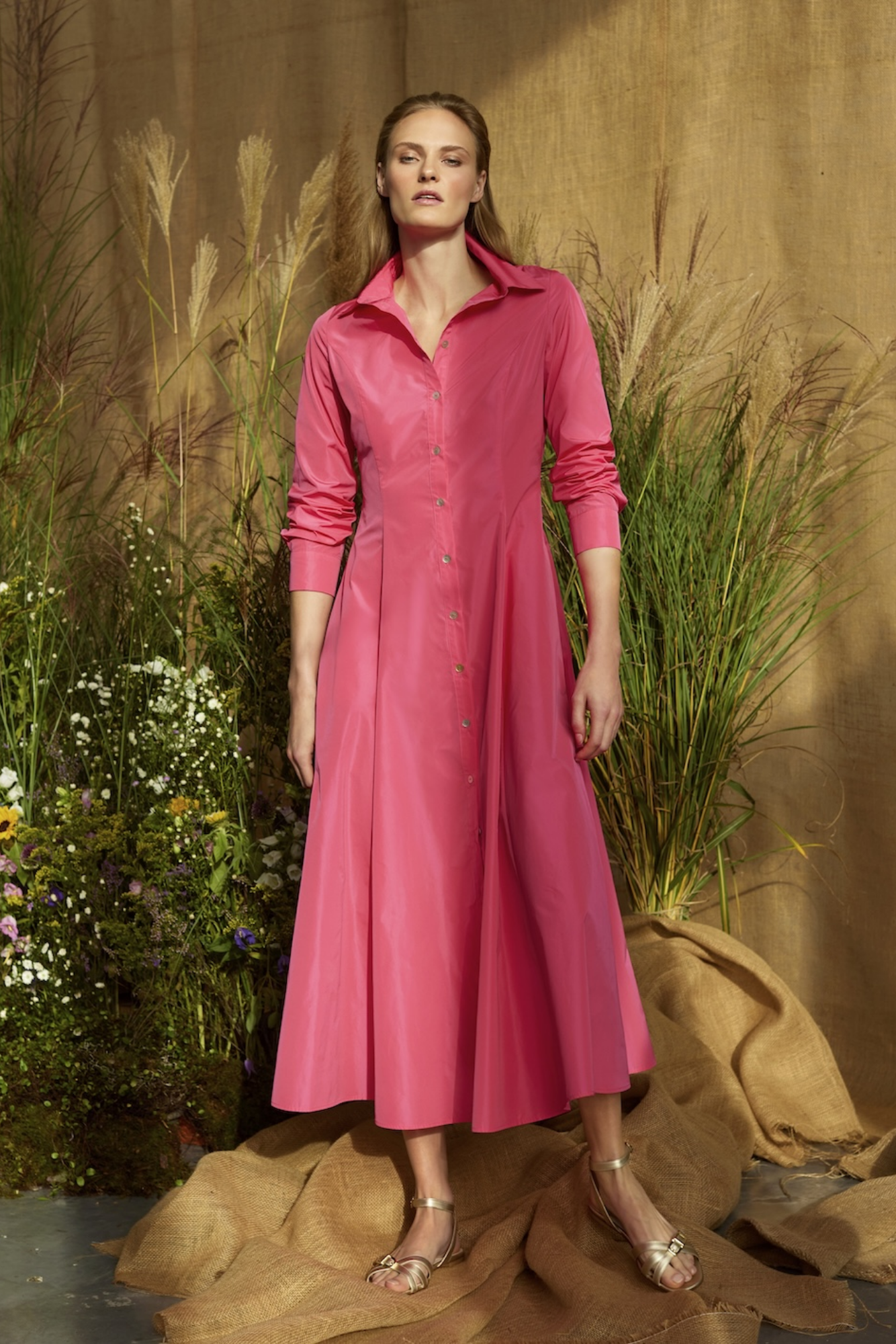 大きいサイズ！SCAPA ワインカラー　フロントポケットワンピース42 WOMEN DRESSES SS24 | SCAPA OFFICIAL