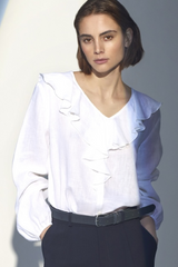 FINE LINEN RUFFLED SHIRT LAYLA - SHIRTS - SCAPA FASHION - SCAPA OFFICIAL