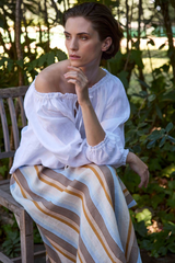 STRIPED PRINT LINEN SKIRT CLEMENTIN - SKIRTS - SCAPA FASHION - SCAPA OFFICIAL