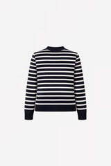 STRIPED COTTON BUTTONED CARDIGAN GANA - NAVY - PULLS - SCAPA FASHION - SCAPA OFFICIAL