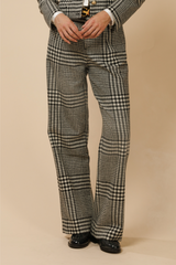 WOOL BLACK & WHITE PLAID TROUSER JOLENE - TROUSERS - SCAPA FASHION - SCAPA OFFICIAL