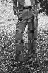 WOOL BLACK & WHITE PLAID TROUSER JOLENE - TROUSERS - SCAPA FASHION - SCAPA OFFICIAL