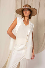 COTTON BLEND SLEEVELES KNITTED PULL SURIN - PULLS - SCAPA FASHION - SCAPA OFFICIAL