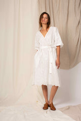 COTTON V-NECK DRESS IMKE BIS - DRESSES - SCAPA FASHION - SCAPA OFFICIAL