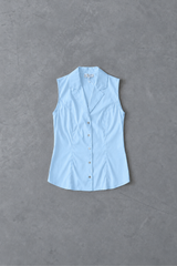 COTTON SHIRT TOP YAELLE - NAVY/BEIGE/LIGHT BLUE/CHOCOLATE
