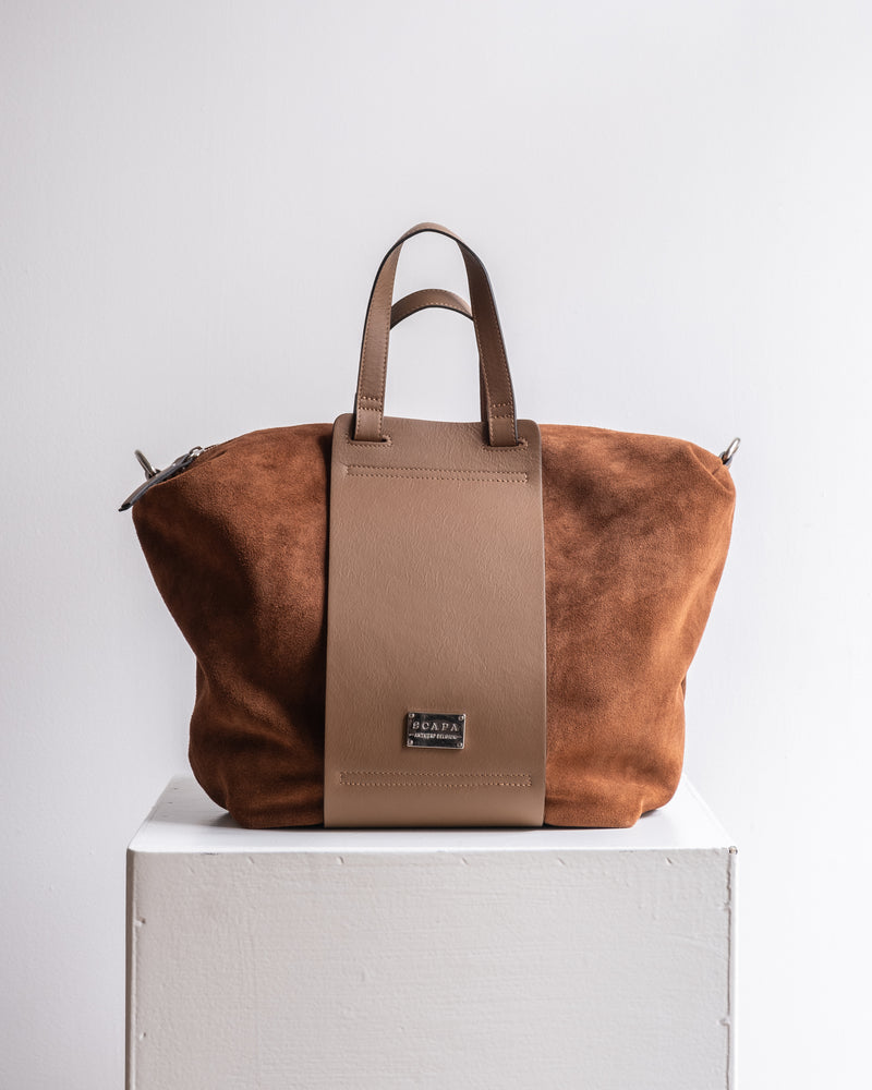 SUEDE LEATHER HANDBAG - BAGS - SCAPA FASHION - SCAPA OFFICIAL