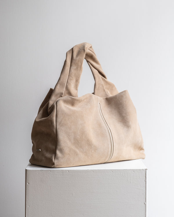 SUEDE HANDBAG WITH TWISTED HANDLE - BAGS - SCAPA FASHION - SCAPA OFFICIAL