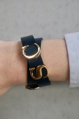 Trevor leather bracelet - Navy - ACCESSOIRES - SCAPA FASHION - SCAPA OFFICIAL