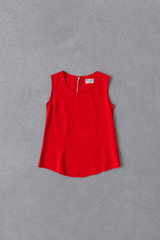 LINEN SHIRT TOP LOUCILLE - BLACK/RED/DARK BEIGE