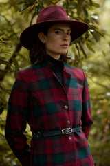 TARTAN WOOL SINGLE-BREASTED COAT CHARLOTTE BIS - COATS - SCAPA FASHION - SCAPA OFFICIAL