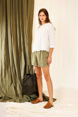 WASHED LINEN SHORT NICO - TROUSERS - SCAPA FASHION - SCAPA OFFICIAL