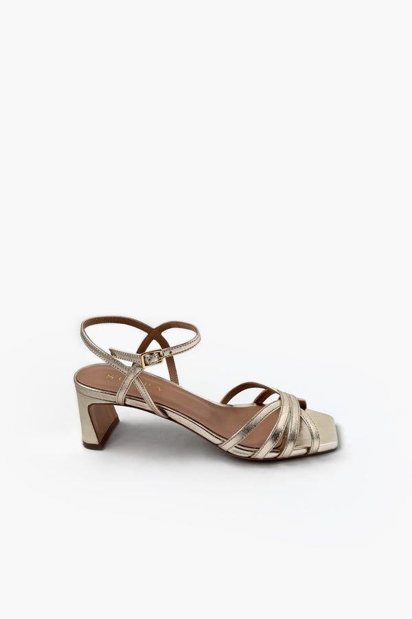 LEATHER METALLIC HEELS WITH STRAP - SHOES - SCAPA FASHION - SCAPA OFFICIAL