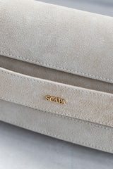 SUEDE CLUTCH - DK BEIGE AND SAND - BAGS - SCAPA FASHION - SCAPA OFFICIAL