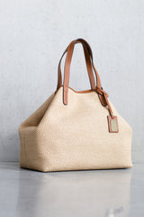 WOVEN HANDBAG - OFF WHITE/COGNAC - BAGS - SCAPA FASHION - SCAPA OFFICIAL