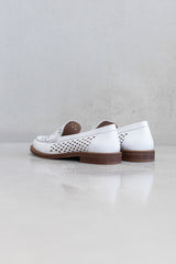 PUNCTURED LEATHER LOAFER - DENIM BLUE & OFF-WHITE - SHOES - SCAPA FASHION - SCAPA OFFICIAL