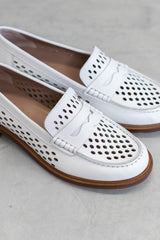 PUNCTURED LEATHER LOAFER - DENIM BLUE & OFF-WHITE - SHOES - SCAPA FASHION - SCAPA OFFICIAL