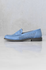 PUNCTURED LEATHER LOAFER - DENIM BLUE & OFF-WHITE - SHOES - SCAPA FASHION - SCAPA OFFICIAL