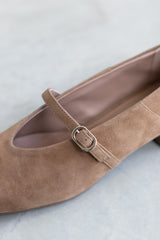 SUEDE BALLERINA WITH STACKED HEEL - SAND - SHOES - SCAPA FASHION - SCAPA OFFICIAL