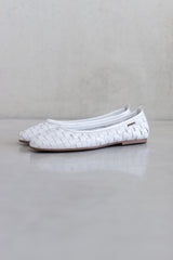 FULL WOVEN LEATHER BALLERINA - WHITE/NAVY/COGNAC - SHOES - SCAPA FASHION - SCAPA OFFICIAL
