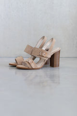 LEATHER HIGH HEELS SANDAL - SAND