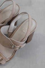 LEATHER HIGH HEELS SANDAL - SAND