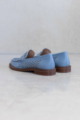 PUNCTURED LEATHER LOAFER - DENIM BLUE & OFF-WHITE - SHOES - SCAPA FASHION - SCAPA OFFICIAL