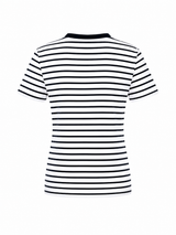 COTTON V-NECK T-SHIRT GITTE SHORT SLEEVES - NAVY STRIPES