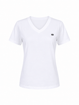 COTTON V-NECK T- SHIRT GITTE SHORT SLEEVES - WHITE