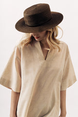LINEN COTTON DRESS ISABEAU - NATURAL - DRESSES - SCAPA FASHION - SCAPA OFFICIAL
