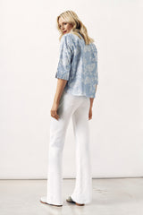 EMBROIDERED COTTON SHIRT DITTA - BLUE - SHIRTS - SCAPA FASHION - SCAPA OFFICIAL