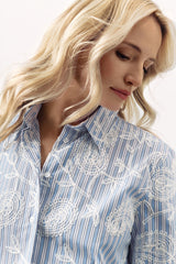 EMBROIDERED COTTON SHIRT DITTA - BLUE - SHIRTS - SCAPA FASHION - SCAPA OFFICIAL
