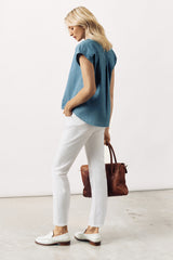 COTTON V-LINE SHIRT SIMONE - DENIM BLUE - SHIRTS - SCAPA FASHION - SCAPA OFFICIAL