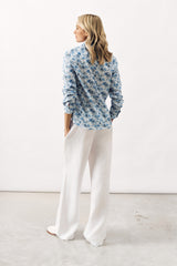 FLORAL PRINTED COTTON SHIRT HELINA - DENIM BLUE - SHIRTS - SCAPA FASHION - SCAPA OFFICIAL