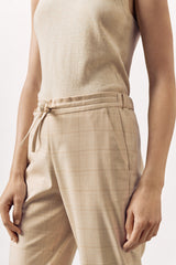 CHECKED RELAXED TROUSER BROOKE - LIGHT BEIGE - TROUSERS - SCAPA FASHION - SCAPA OFFICIAL