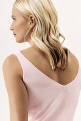 RIBBED COTTON BLEND SLEEVELESS KNITTED TOP SURIN - IVORY/TAUPE/PINK - PULLS - SCAPA FASHION - SCAPA OFFICIAL