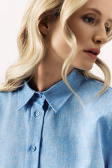 LINEN COTTON SHIRT DITTA - BLUE - SHIRTS - SCAPA FASHION - SCAPA OFFICIAL