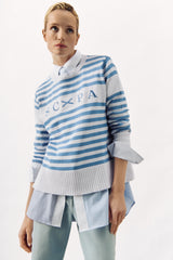 STRIPED KNIT SWEATER PULL ISLAND - SKY - PULLS - SCAPA FASHION - SCAPA OFFICIAL
