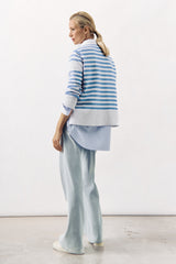 STRIPED KNIT SWEATER PULL ISLAND - SKY - PULLS - SCAPA FASHION - SCAPA OFFICIAL
