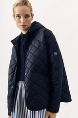 QUILTED HOODED JACKET JULIETTE - NAVY - JACKETS - SCAPA FASHION - SCAPA OFFICIAL