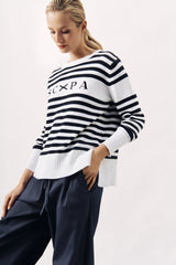 STRIPED KNIT SWEATER PULL ISLAND - NAVY - PULLS - SCAPA FASHION - SCAPA OFFICIAL