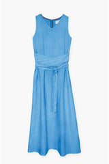 LINEN DRESS WITH BELT DETAIL VERONICA - DRESSES - SCAPA FASHION - SCAPA OFFICIAL