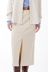 COTTON STRETCH TWILL DENIM FRONT SPLIT SKIRT MERYN - SKIRTS - SCAPA FASHION - SCAPA OFFICIAL
