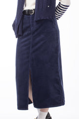 COTTON STRETCH DENIM FRONT SPLIT SKIRT MERYN - SKIRTS - SCAPA FASHION - SCAPA OFFICIAL