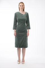 COTTON VELVET ASYMMETRICAL DRESS CLARA - DRESSES - SCAPA FASHION - SCAPA OFFICIAL