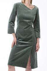 COTTON VELVET ASYMMETRICAL DRESS CLARA - DRESSES - SCAPA FASHION - SCAPA OFFICIAL