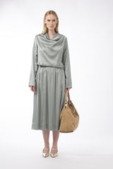 ITALIAN SATIN COWL NECK BLOUSE CLARISSA - SHIRTS - SCAPA FASHION - SCAPA OFFICIAL