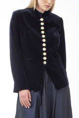 COTTON VELVET SINGLE-BREASTED JACKET HYLTON - JACKETS - SCAPA FASHION - SCAPA OFFICIAL